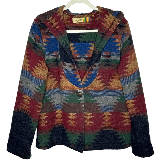 True Grit Jackets & Blazers - True Grit Aztec Tribal Print Wool Blend One Button Jacket